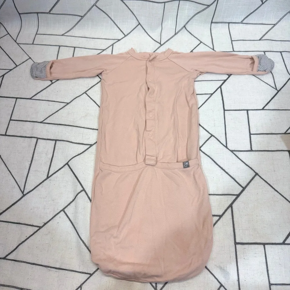 Goumi Baby Gown‎ 3-6M Pink Bamboo Organic Cotton Long Sleeve Snap Sleeper